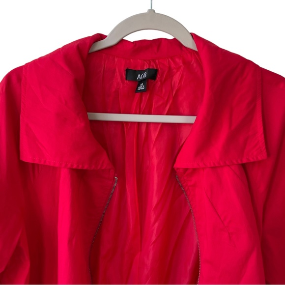 AGB Red windbreaker‎ zip up collared jacket with drawstring and 3/4 sleeve sz 14 - Picture 4 of 11